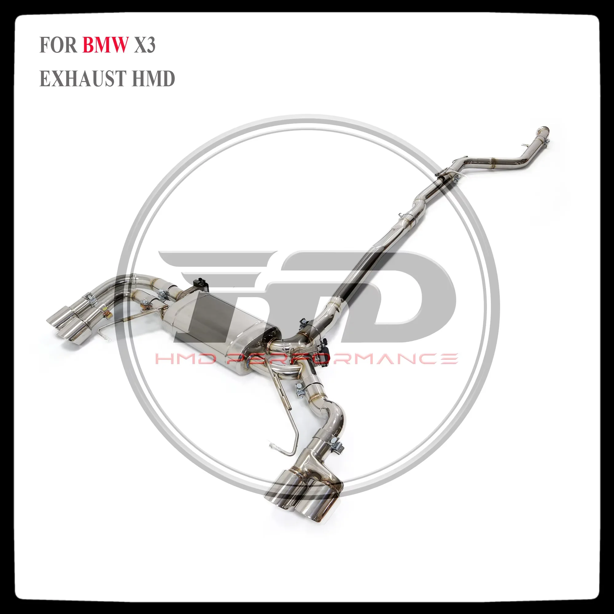 

HMD Exhaust System High Flow Performance Catback for BMW X3 Modify X3M Car Accessories with Valve and Silver Tips