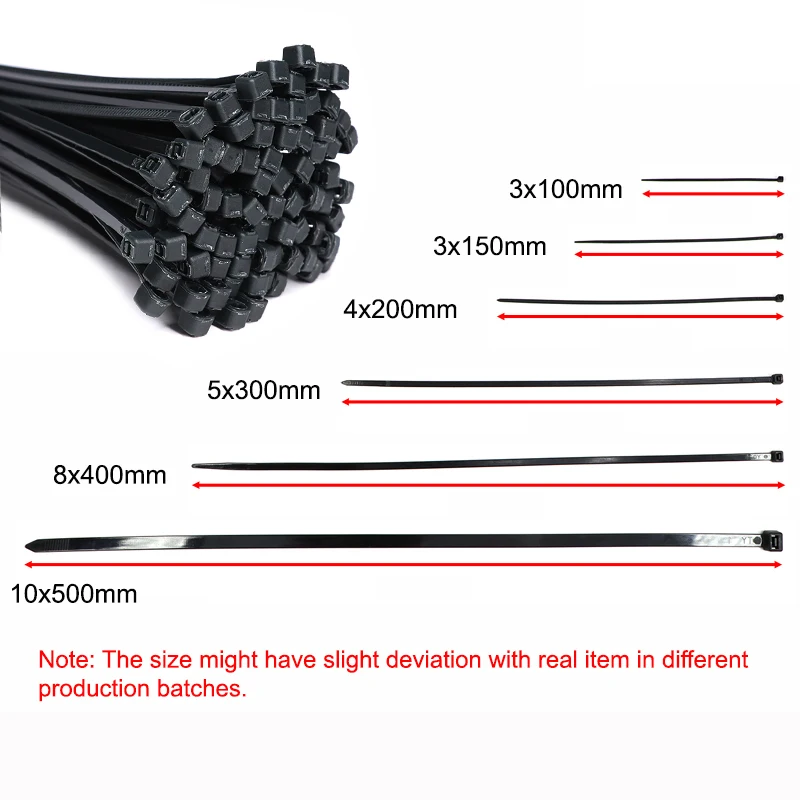 Self Locking Plastic Cable Ties 10/15/20cm Wire Binding Wrap Straps DIY Cable Fastener Bundling Belt Zip Tie Wire Organizer