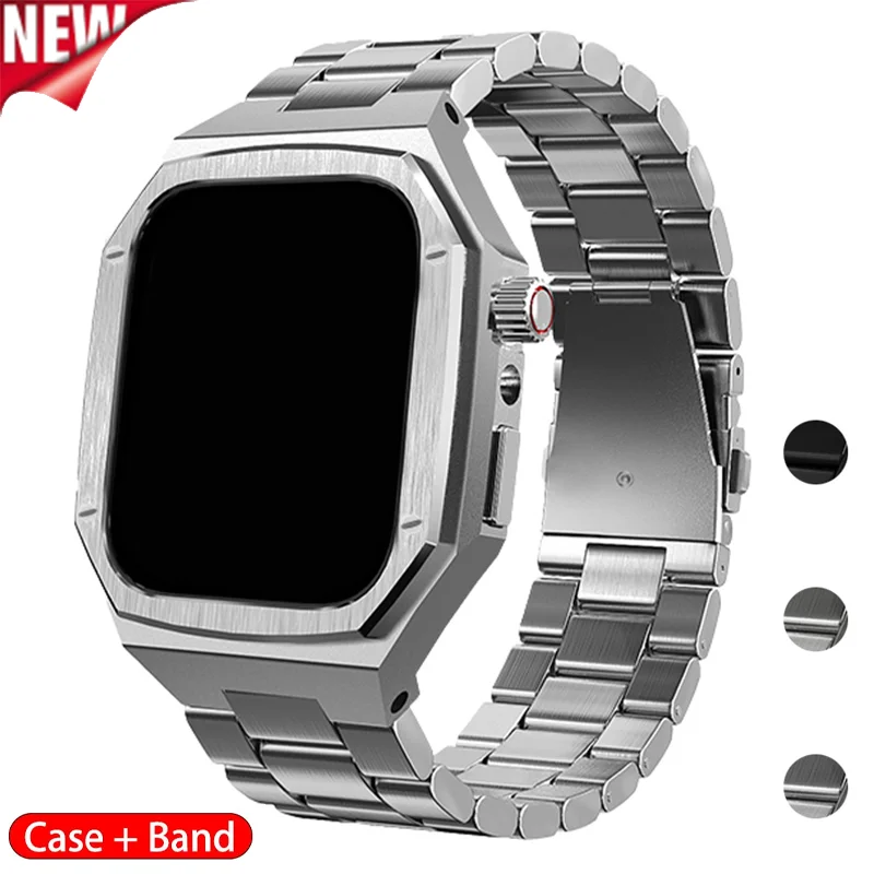 Luxury Stainless Steel Strap For Apple Watch Series 11 10 Metal Protector Case+Strap For IWatch Series 11 10 42mm 46mm Men Women