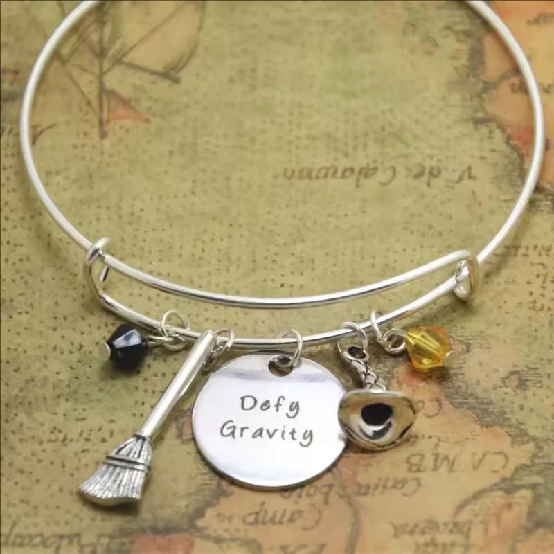 New Wicked The Musical Inspired Bracelet Defy Gravity Elphaba Glinda Wicked Bangles Adjusable  ﻿