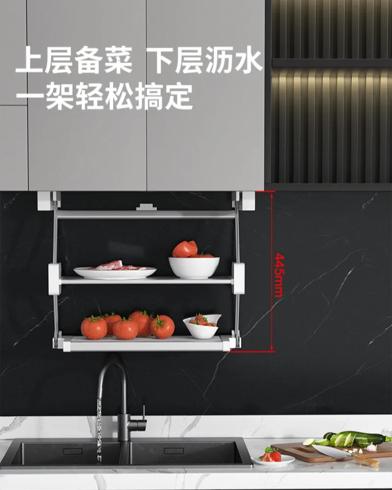 Кухонный стеллаж для подготовки, подвесной шкаф, выдвижной стеллаж для хранения, посуда, настенные приправы, хранилище, сливная полка, настенный монтаж