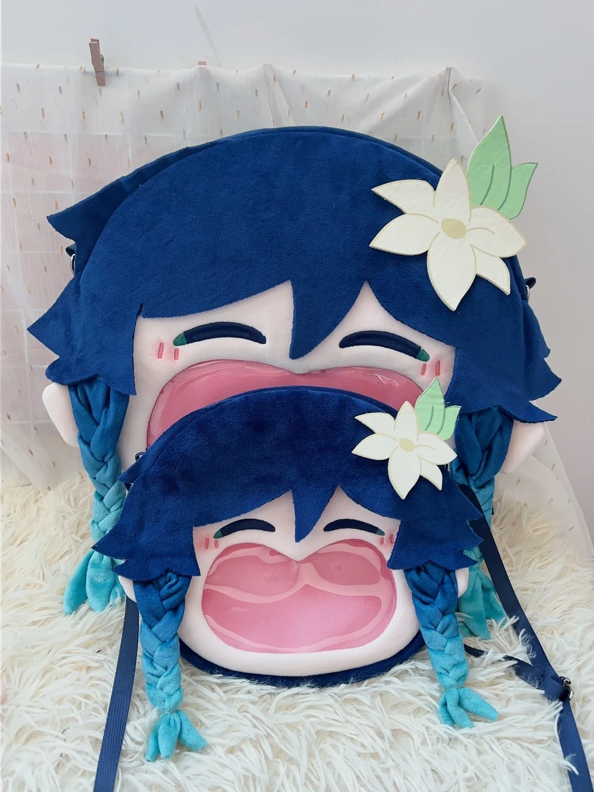 

Anime Genshin Impact Venti Cosplay Cute Big Mouth Pain Bag Plush Accept Crossbody Backpack Ambitus Gift