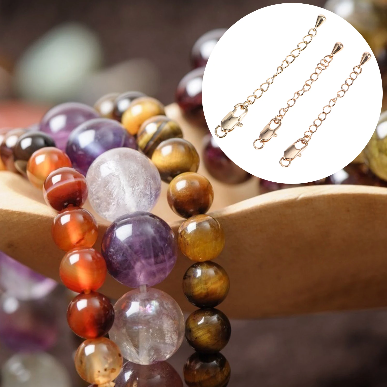 DIY 목걸이 팔찌 쥬얼리에 대한 3PCS 긴 직사각형 걸쇠 익스텐더 체인 합금 랍스터 버클 링크 내구성 쉬운 보관 운반