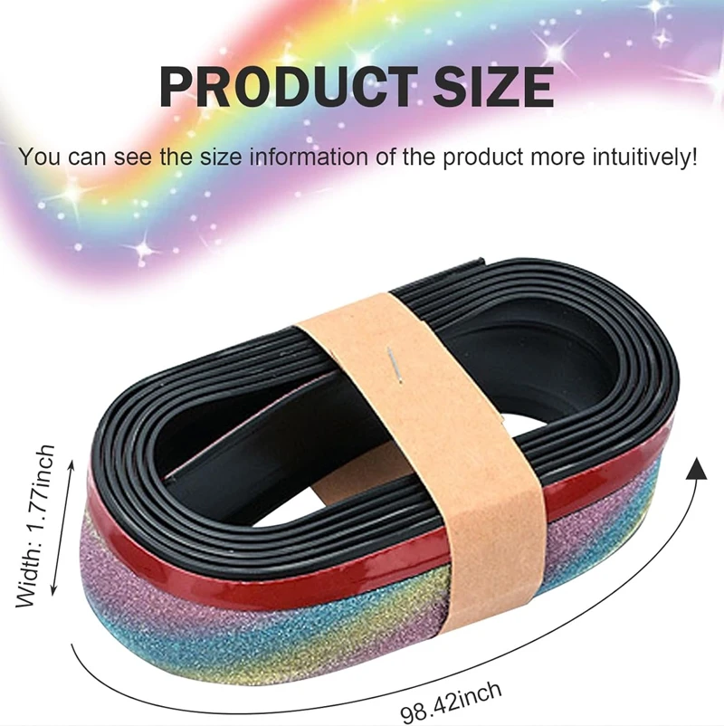 2.5m Soft Rubber Car Front Bumper Spoiler Lip & Side Skirt Protector Non-Fade Scratch-Resistant Guard Strip Shiny Colorful Decal