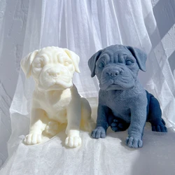 Boxer Puppy Candle Silicone Mold 3D Animal Cute Puppies Statue Soy Wax Mould Dog Lover Gift Home Decor Molds