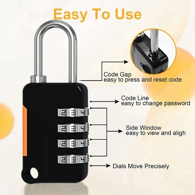 2PCS 4 Digit Number Combination Pad Lock Padlock Outdoor Waterproof Lock Suitcase Luggage Security Coded Lock Durable