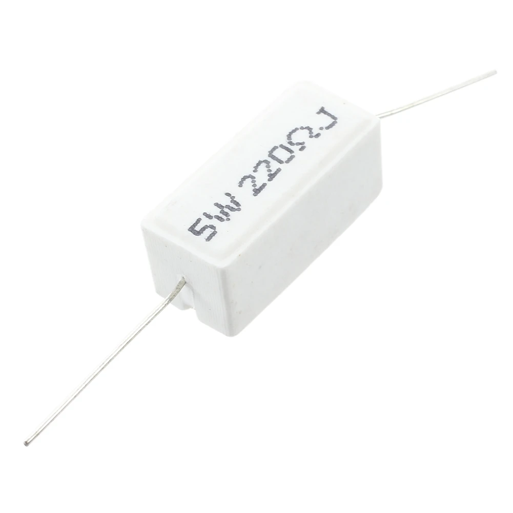 Solid 40 Pcs Axial Lead  Cement Power Resistor 220 Ohm 5W