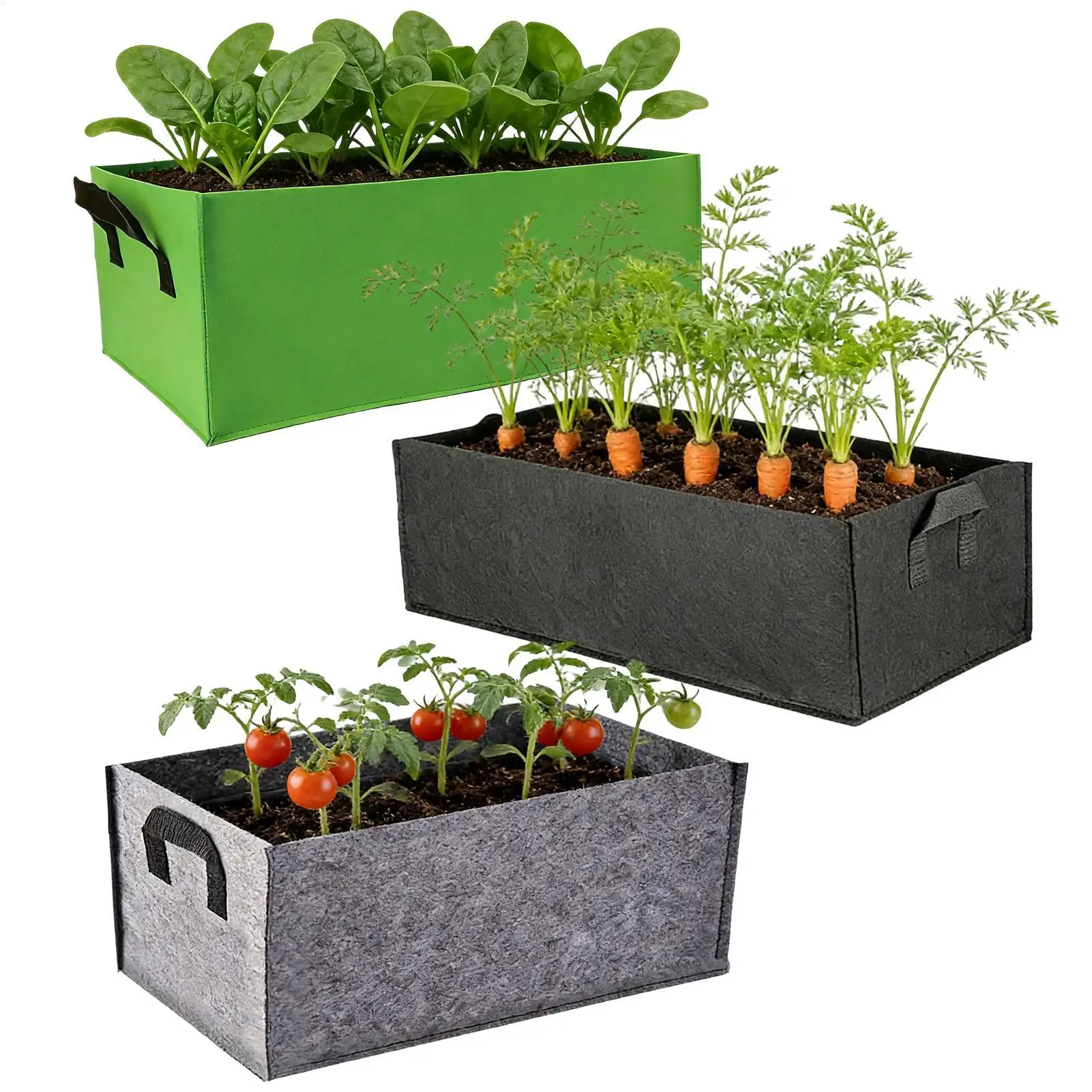 Rechteckige, verstärkte Pflanzbox aus Vliesstoff für Gemüsesetzlinge – Garten-Pflanzsäcke für Topfpflanzen