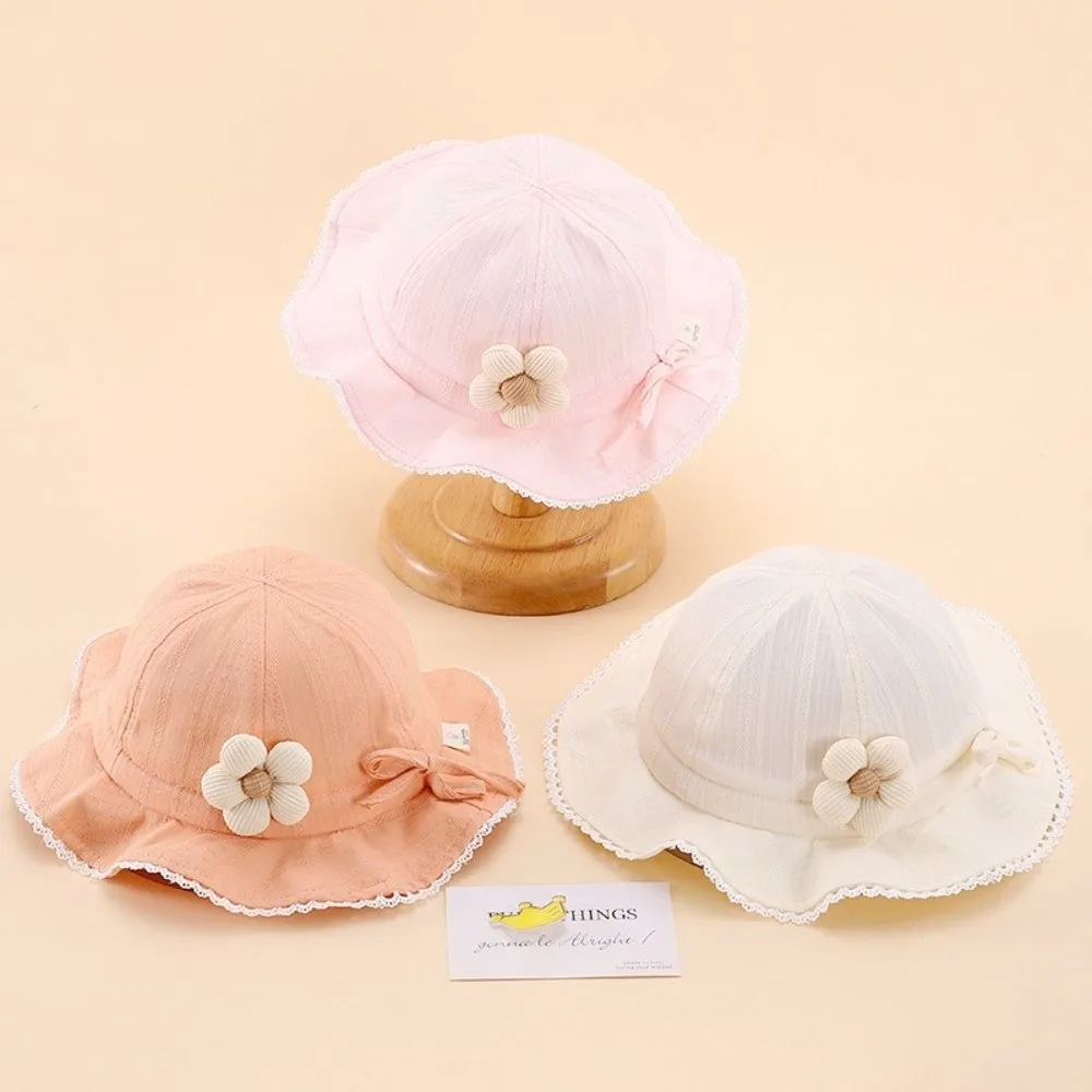 Bonito algodão bebê menina gorro proteção solar respirável chapéu de sol do bebê flor design adorável pescador chapéu primavera outono