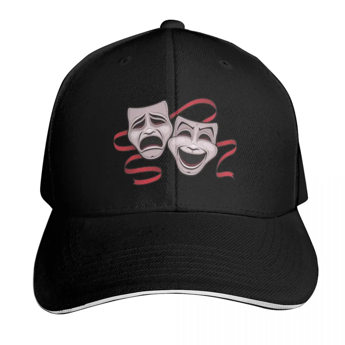 Comedy And Tragedy Theater Masks Baseball Cap Six Panel Structured Crown Sun Protection UPF 50+ Breathable Mesh Back