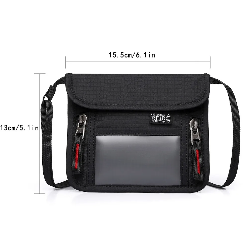 Novo saco de passaporte de viagem de náilon anti-roubo grande capacidade pescoço pendurado saco de documentos rfid bloqueio multi-bolsos titular do cartão de identificação