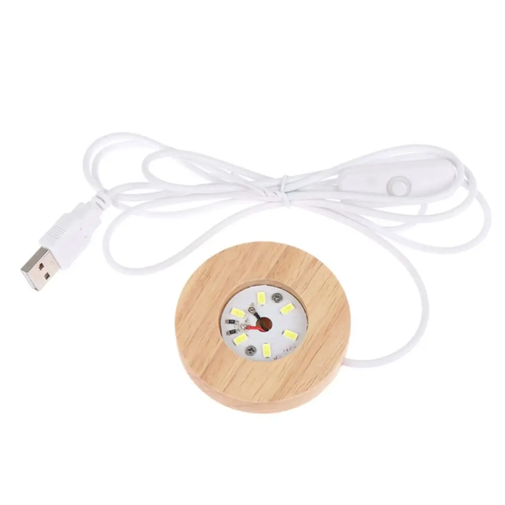 Control Crystal Warm/White Light Rotating Night Light Display Stand Lamp Holder Wooden LED Light Lamp Base Wood Light Base