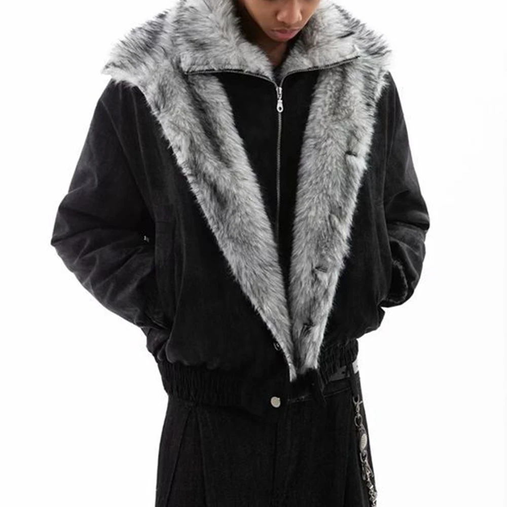 

2025 Winter New Men's Long-Sleeved Double-Layer Cotton Jacket American Retro Fashion Trendy High Street Casual Loose Men's Top