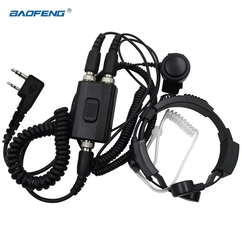 

FBI High Sensitive Tactical Dual PTT Mic Throat Air Tube Headset Microphone for BF-888S UV-5R UV82 Motorola EP450 GP300 Kenwood