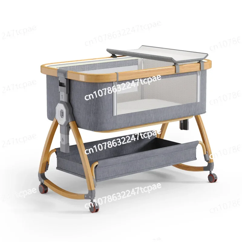 

Aluminum alloy crib movable portable cradle bed foldable multifunctional bb bed newborn splicing bed