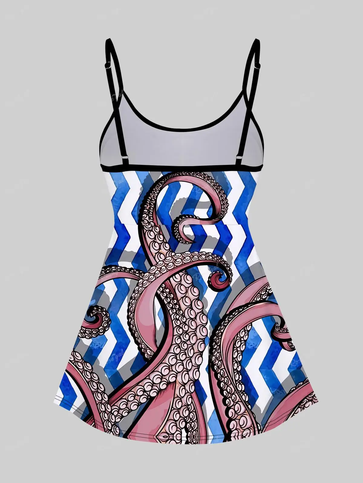 Bañador de talla grande para mujer, Tankini con estampado de rayas de pulpo, correa ajustable para el hombro, sin alambre