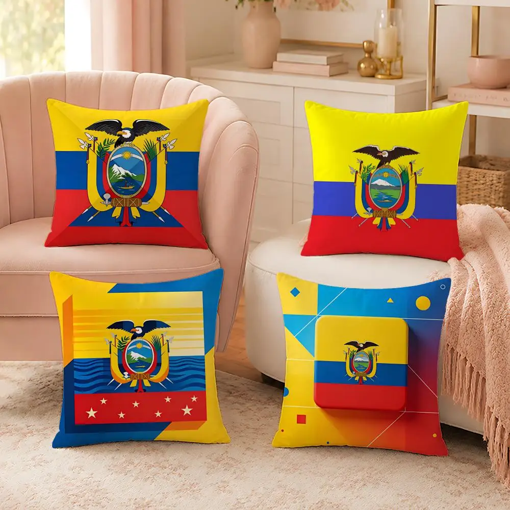 Ecuador Nature Illustration Cushion Cover Custom Plush Pillow Cover Soft Cloud Comfort for Sofa Bed Couch