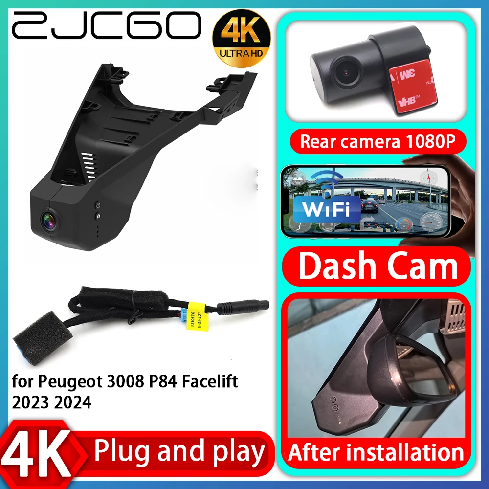 

UHD 4K 2160P Plug and Play DVR Dash Cam UHD Video Recorder for Peugeot 3008 P84 Facelift 2023 2024