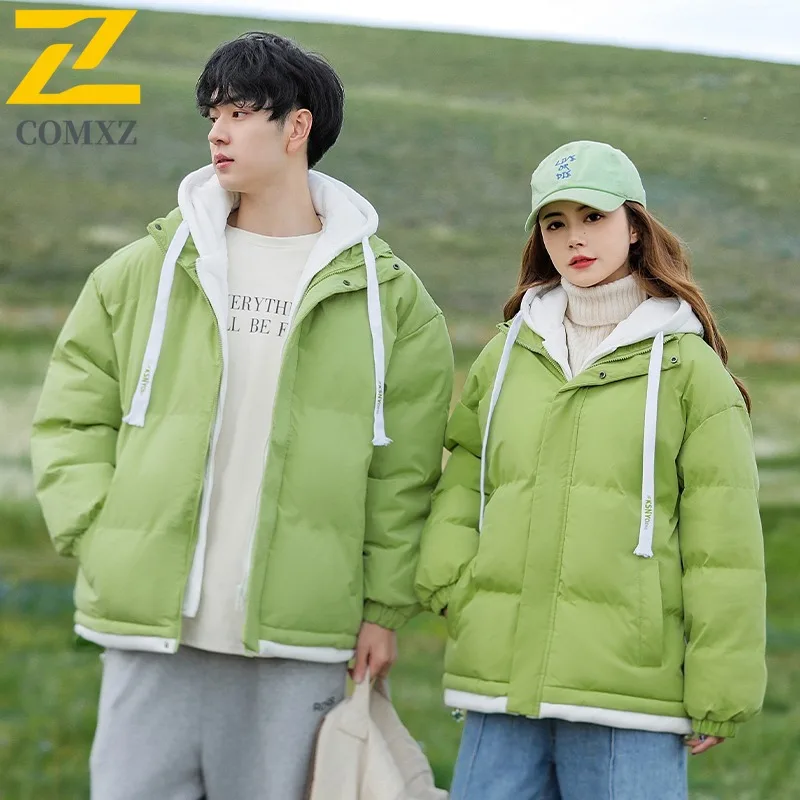 

Men Outdoor Leisure Hooded Jacket Winter Parka Fleece-Lined Thickened Puffer Coat Waterproof Windproof Thermal Street Outerwear
