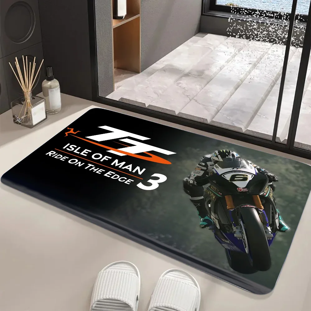 TT Isle of Man tappetino da corsa per moto zerbini in flanella stampati con grafica per la decorazione della casa del tappeto d\'ingresso della