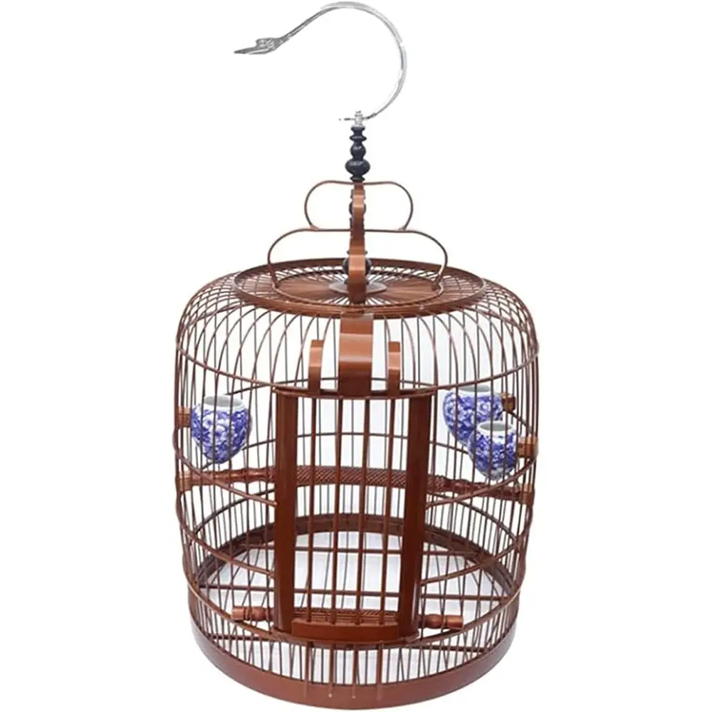 

Portable Bronze Round Bird Cage with Hook for Home and Breeding, Ornamental Bird Nest Design