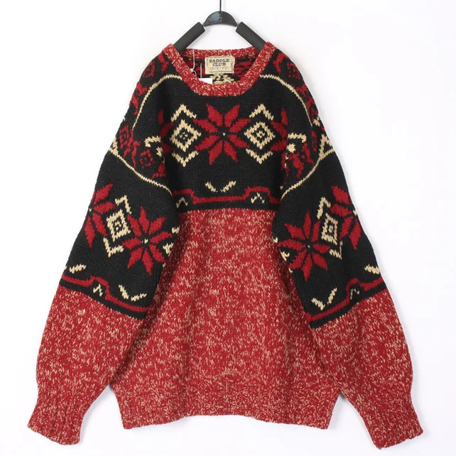 

Thickened Woolen Christmas Sweater Unisex Nordic Iceland Harajuku Style Island Sweater Commute Style Loose Fit Long Sleeve