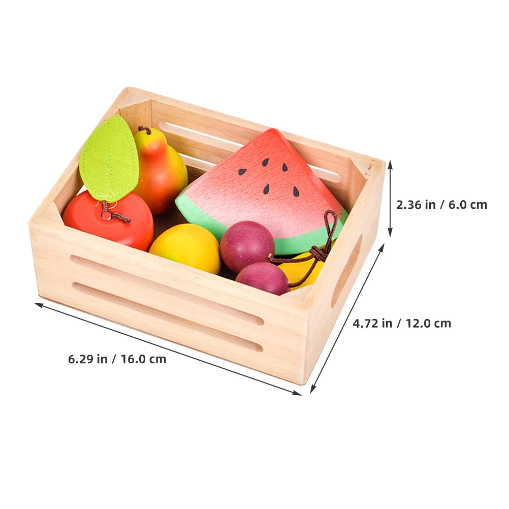 

1 Set Wooden Frame Pretend Play Learning Montessori Food Fake Fruits Prop Artificial Fruits Decor Simulation Fruit Ornament
