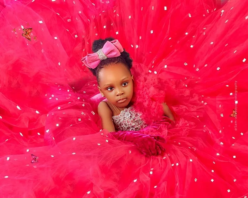 Red Girls Birthday Party Dresses Princess Beaded Extra Puffy Flower Girl Dresses Baby Kids Ball Gowns for Photo Shoot