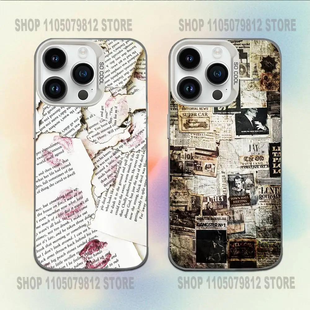 

Old Newspaper Vintage Phone Case For iPhone 16,15,14,13,12,11,Mini,Pro,E,MAX White Candy Matte Shockproof Cover
