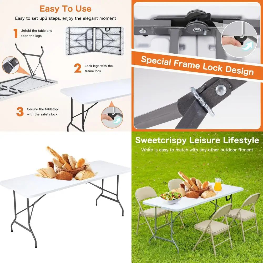 

Collapsible Picnic Table - Portable, Easy Storage, Ideal for Camping, Dining, Parties, Suitable for Outdoors and Indoors with Ca