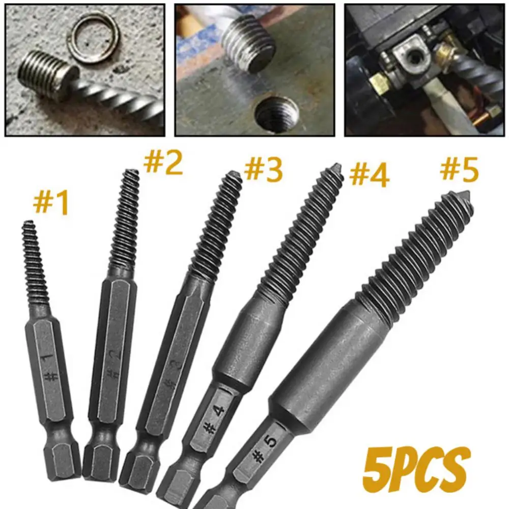 Damaged Screw ExtractorSet Center Drill Bits Guide Set Broken Damaged Bolt Remover Hex Shank Spanner For Broken Hand Tool