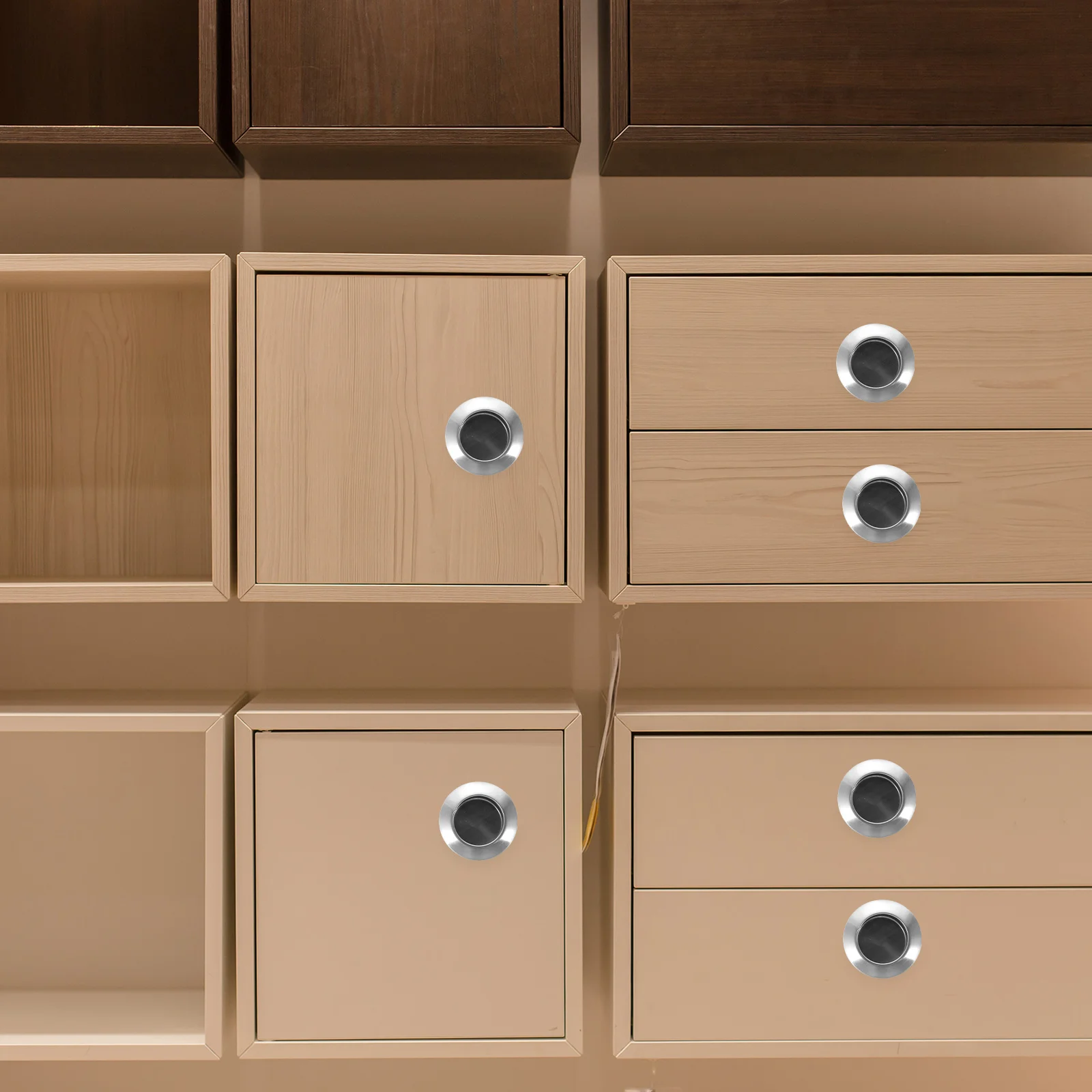 

16Pcs Round Stainless Steel Cabinet Pull Hidden Handle for Kitchen Drawer Dresser Wardrobe Door Furniture Accessory
