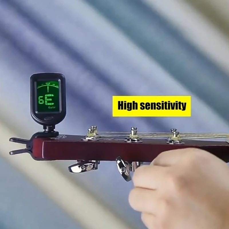 K0EF Guitar Tuner, Clip On Tuner for Bass Ukulele Precise Tuning Tuner with LCD Display Digital Tuner for Stringed Instrument
