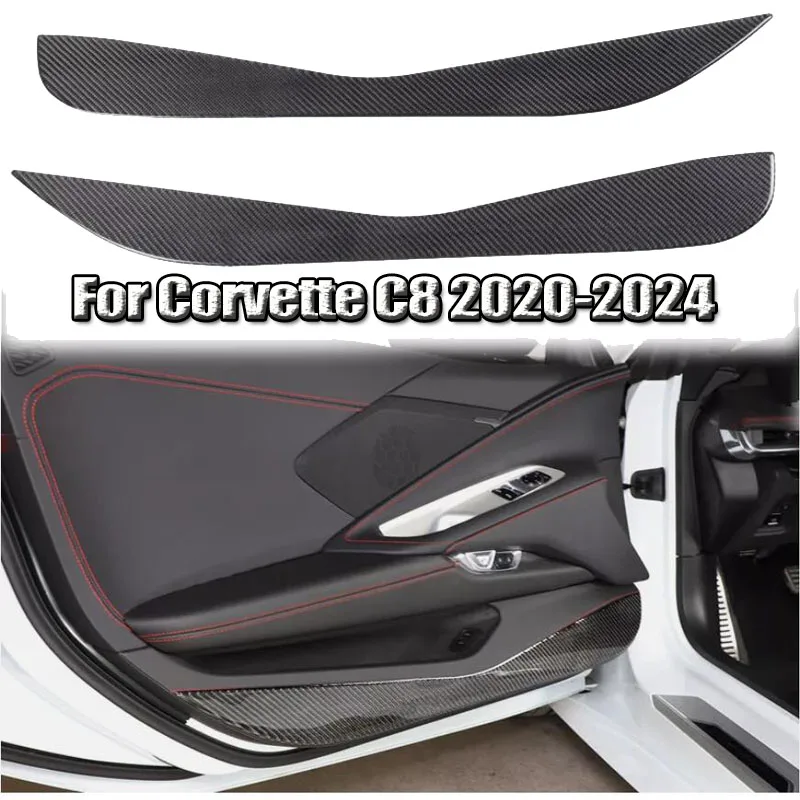 

2 шт. защитные наклейки от ударов из углеродного волокна для Corvette C8 2020-2024, внутренняя пленка для боковой кромки двери, крышка панели от ударов