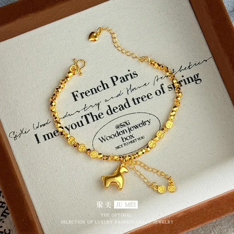 9999 24K  real gold store, same style gold jewelry, women's bracelet, small foal, beautiful jewelry
