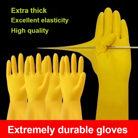 Extra Thickness Dishwashing Long Sleeves Rubber Gloves, Yellow Glove,Waterproof,Reusable, Kitchen Cleaning, Working Safety