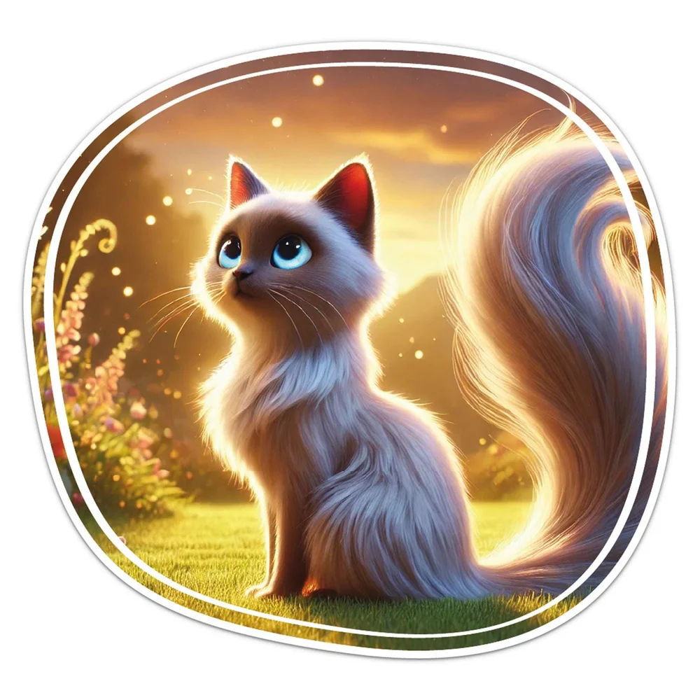 Sweet Balinese Cat Vinyl Car Sticker Self Adhesive Decal for SUV Window and Travel Bag Animal Art Decoration