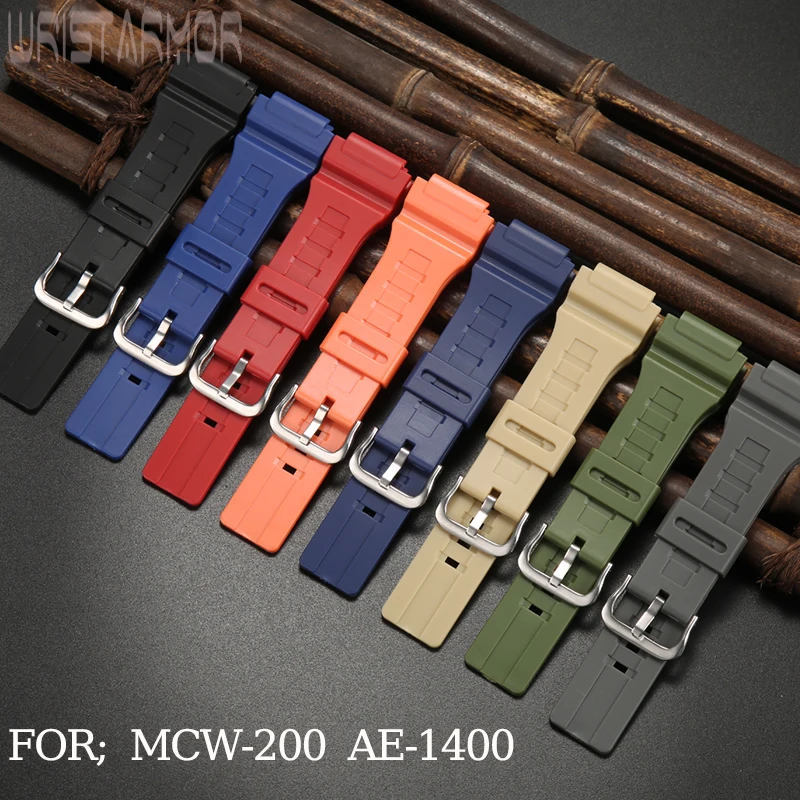 Resin Replacement Watch Band For Casio MCW-200H MCW200H AE-1400 Men's Sport Waterproof Strap 20mm Watch Accessories