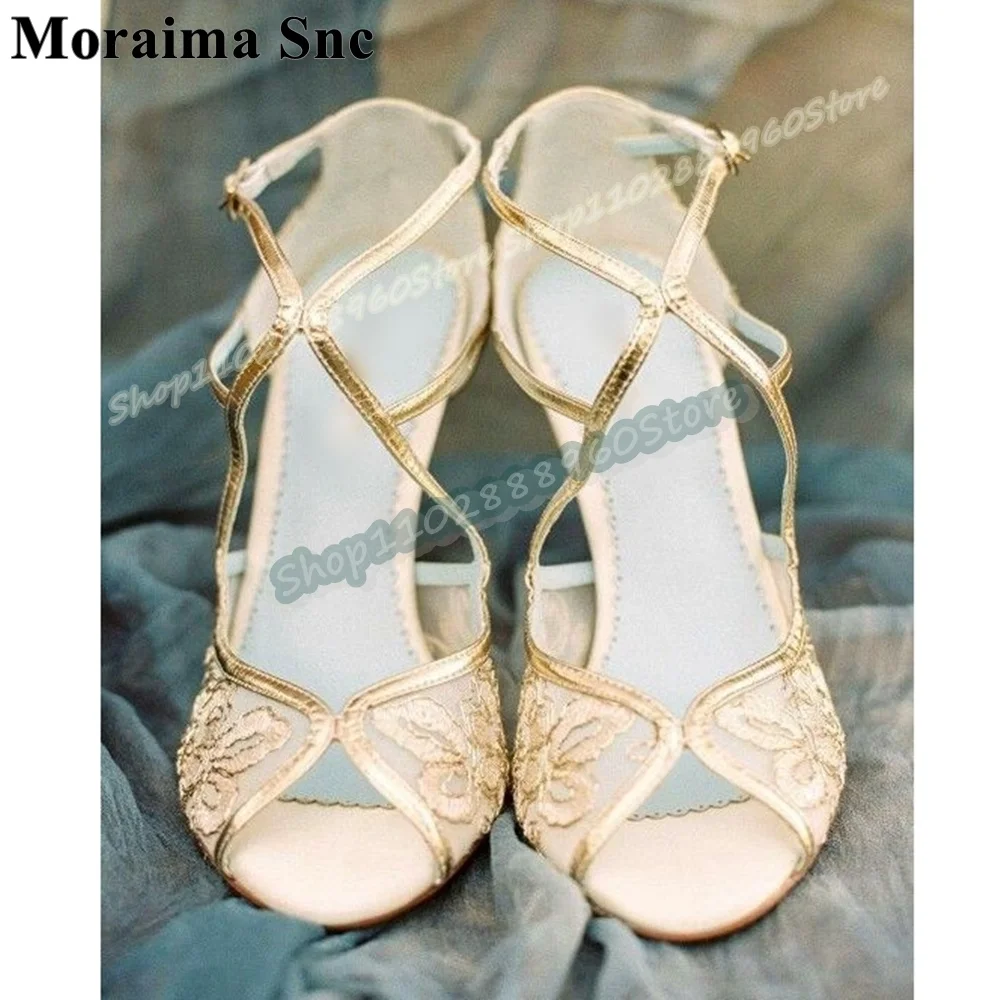 

Elegant White Lace Wedding Sandals Thin High Heel Shoes For Women Ankle Buckle Strap Peep Toe Stylish Party Zapatos Para Mujer