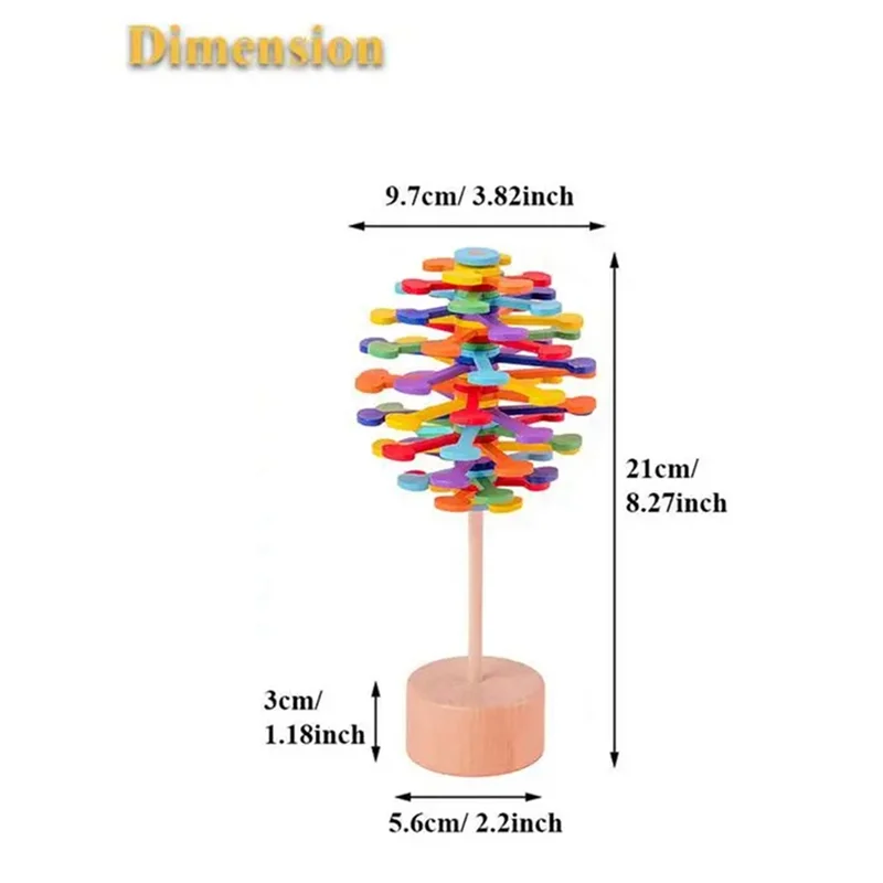 ODIES-Wooden Spin Lollipop Fidget – sensorische pädagogische Dekompression – Angst- und Stressabbau, ein langlebiges Alter. 21 x 9,7 cm