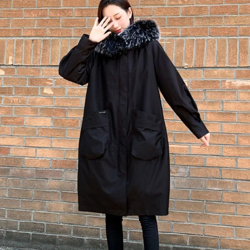 2023 New Women Down Cotton Coat Winter Jacket Female Mid Length Version Parkas Large Size Hooded Outwear Thick Warm Outcoat