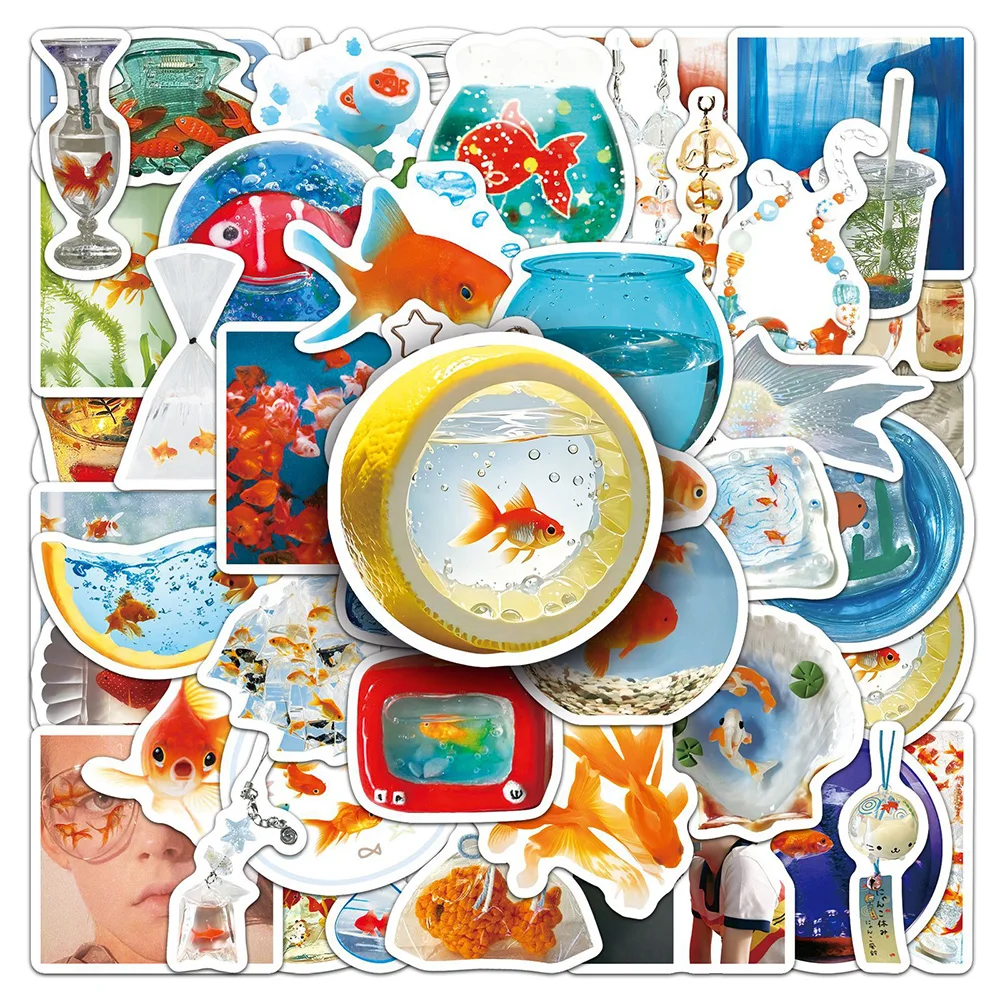 

10/30/50PCS Goldfish INS Style Waterproof Stickers Kawaii Girls Cartoon Decoration Decals Toys Retro Graffiti Luggage Stationery