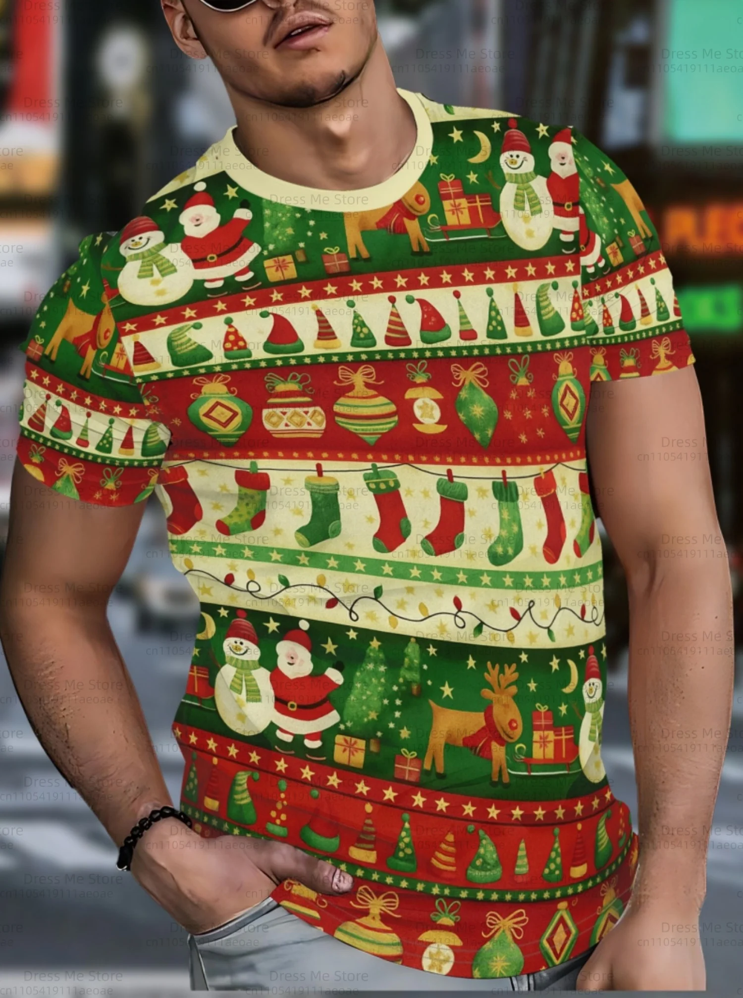 

2025 mens christmas t shirt ugly design T-Shirt -Christmas Y2k Streetwear Short Sleeve Round Neck Short Sleeve Casual T-Shits