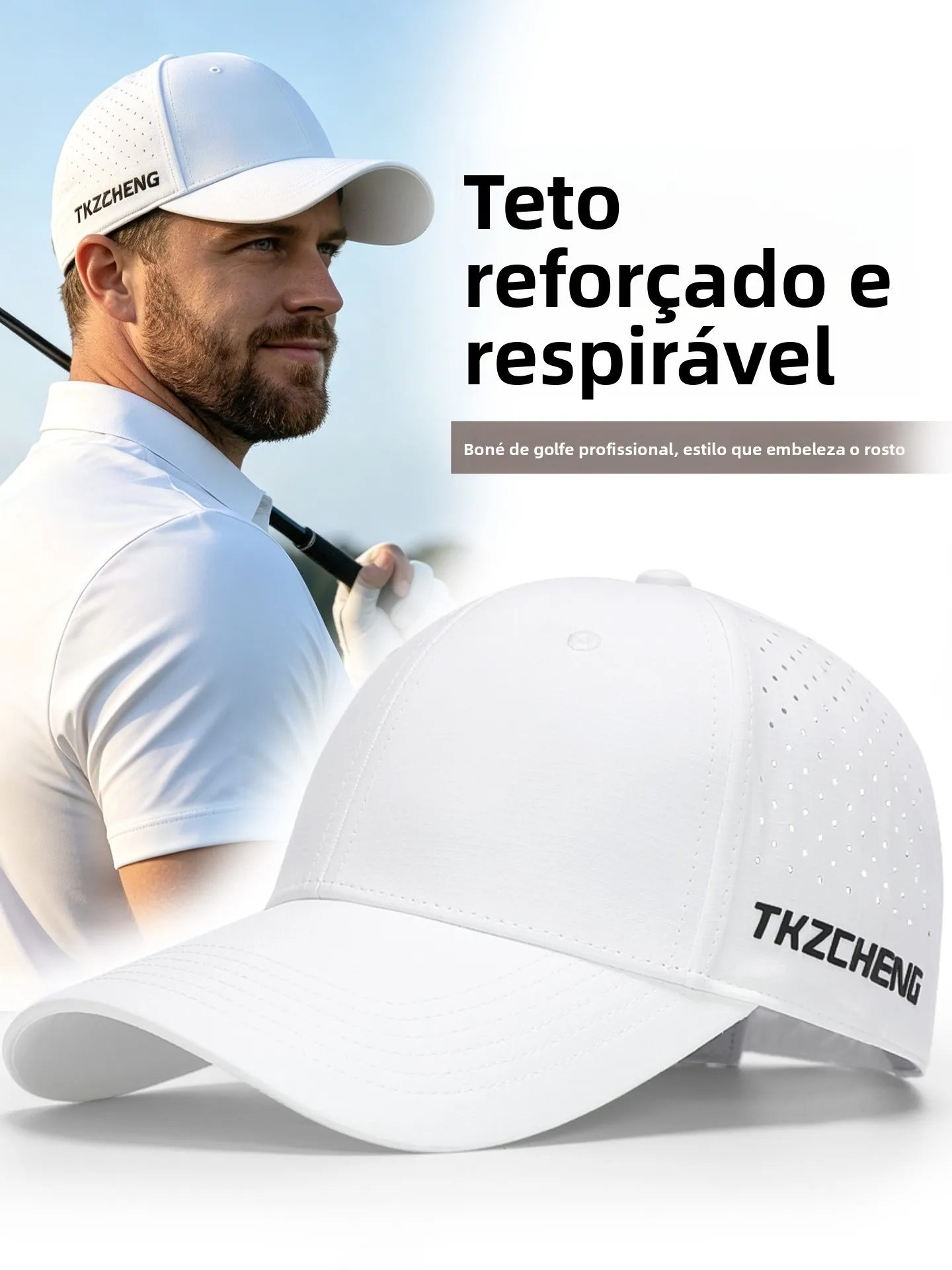 high-end-brand-casual-golf-hats-men's-summer-white-high-efficiency-sunscreen-hard-top-face-slimming-sunshade-caps-breathable