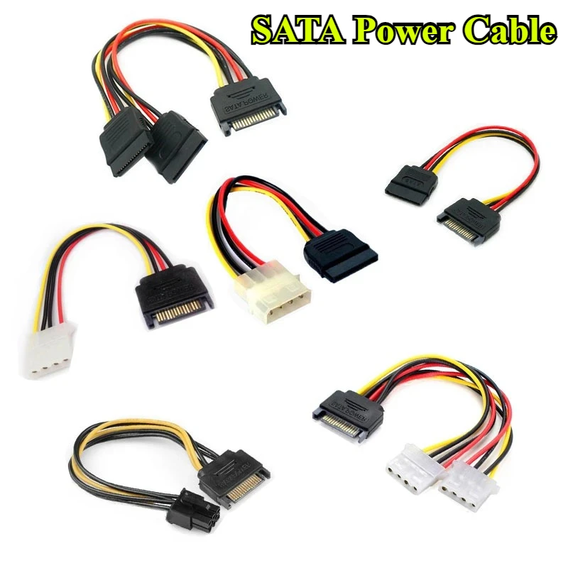 SATA Male to Female Combo 7+15Pin Data Cable and Power to SATA 7Pin+4Pin Molex Serial ATA Lead Power Adapter for Hard Disk Drive