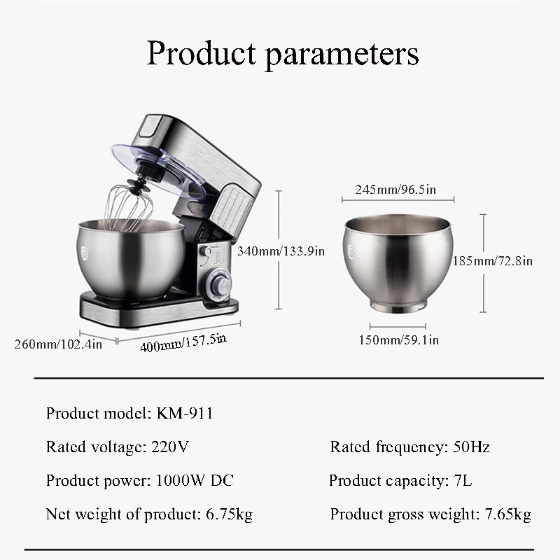 Household Stand Mixer Cake Bread Dough Mixer Electric Home Kitchen Appliance Food Mixer