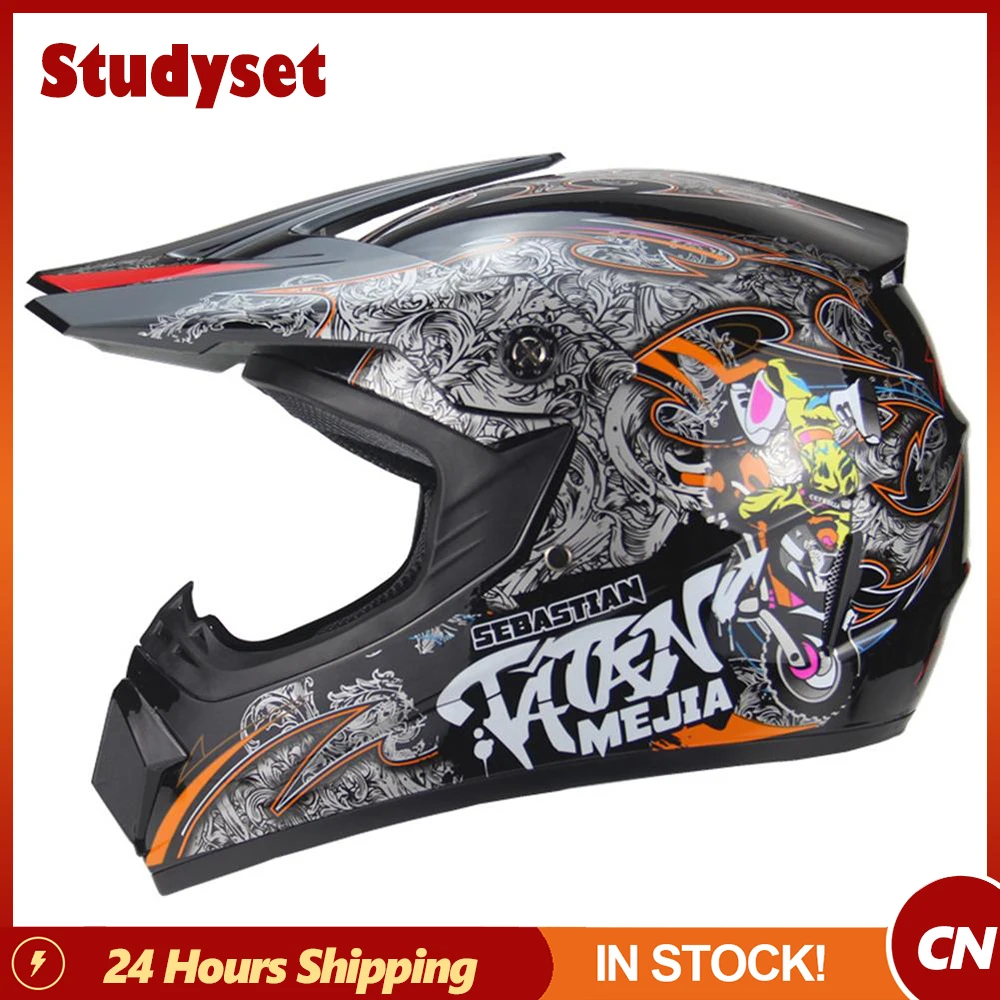 Motorcycle Helmet High-density Foam Lining Atv Mountain Bike Full Face Strong Shock Absorption Helmet With Graffiti Design