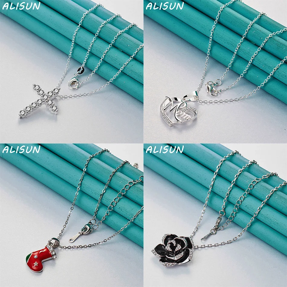 

ALISUN 40-75cm 925 Sterling Silver Design Pendant Necklace For Women Men Charm Trend Birthday Gifts Fashion Party