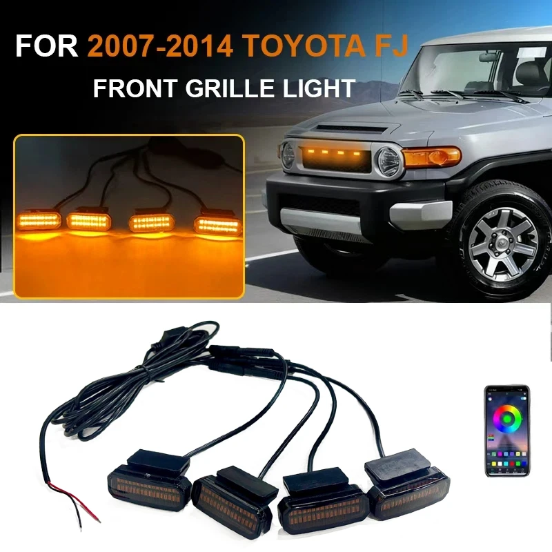 FOR 2007-2014 TOYOTA FJ 18 LED Front Grille Light Car Daytime Runx1ning Light Wheel Eyebrow Lamp For Pickup Offroad 12V