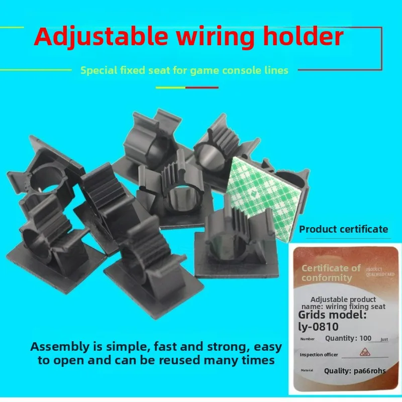 100pcs Arcade Machine Cable Organizer Black Round Suction Cup Wire Holder with Adhesive Coin Operated Games